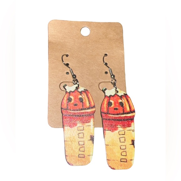 Jewelry - 🐘NWT Fall Wooden Latte Dangle Earrings